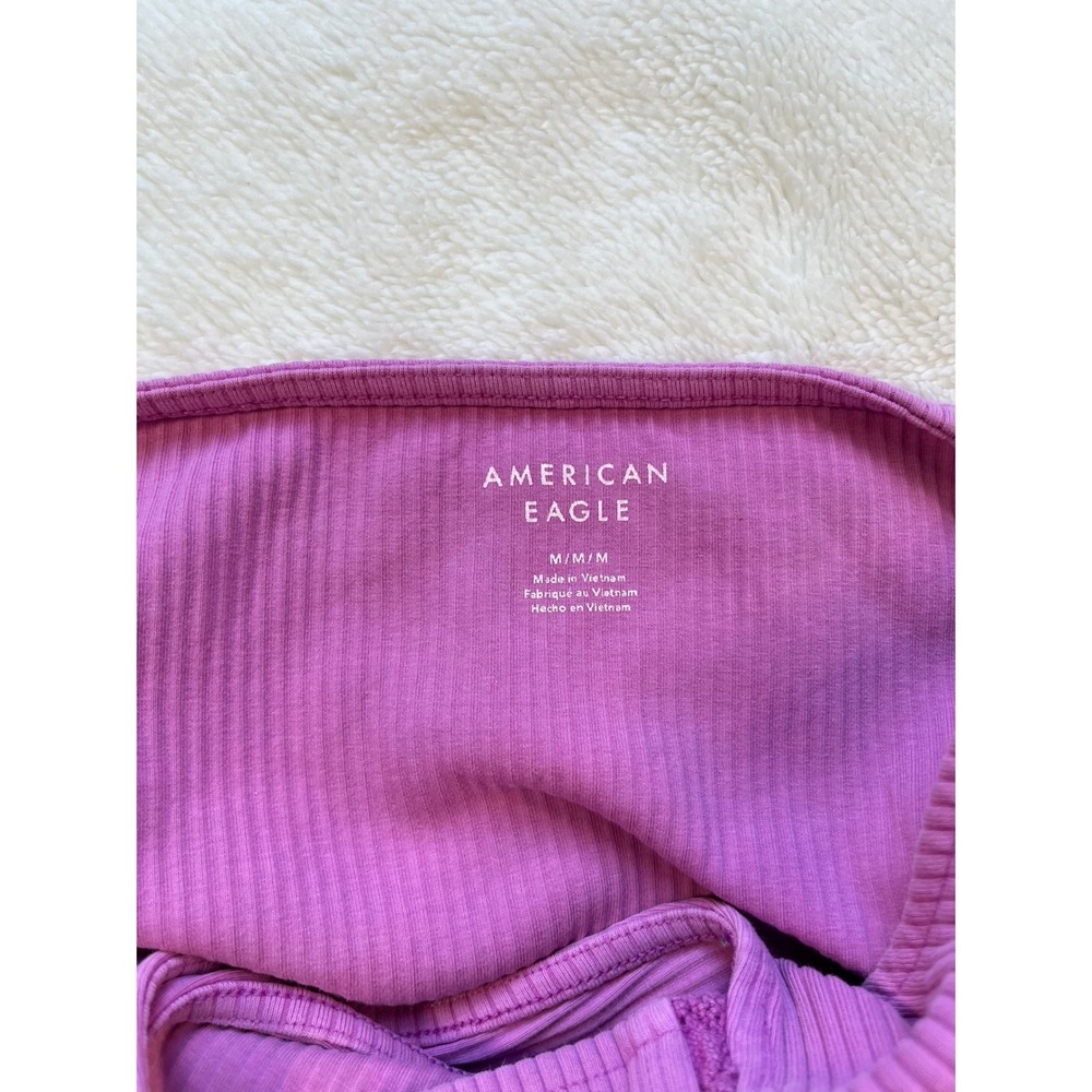 American Eagle Halter Top Women Dusty Rose  Ribbed Crochet Lace Trim -Medium - Picture 5 of 8